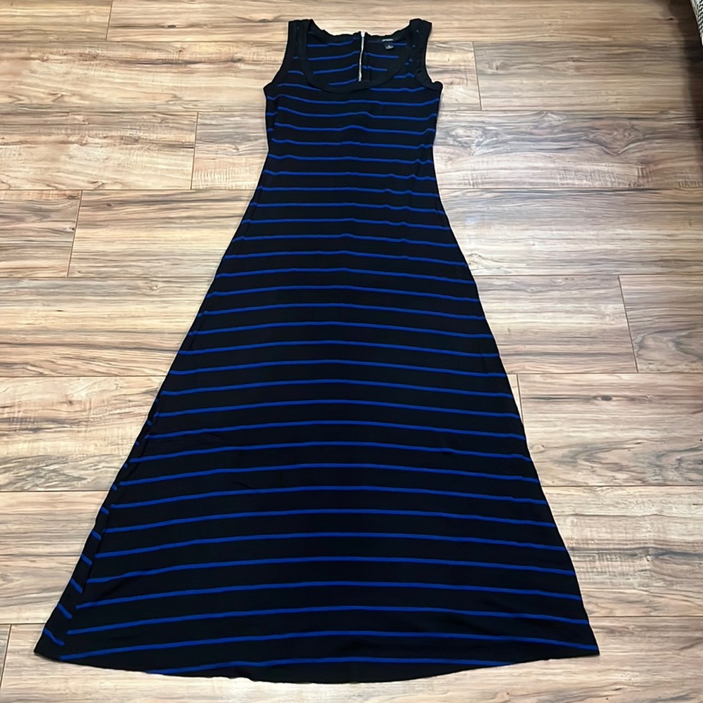 Black and Blue Striped Maxi Dress